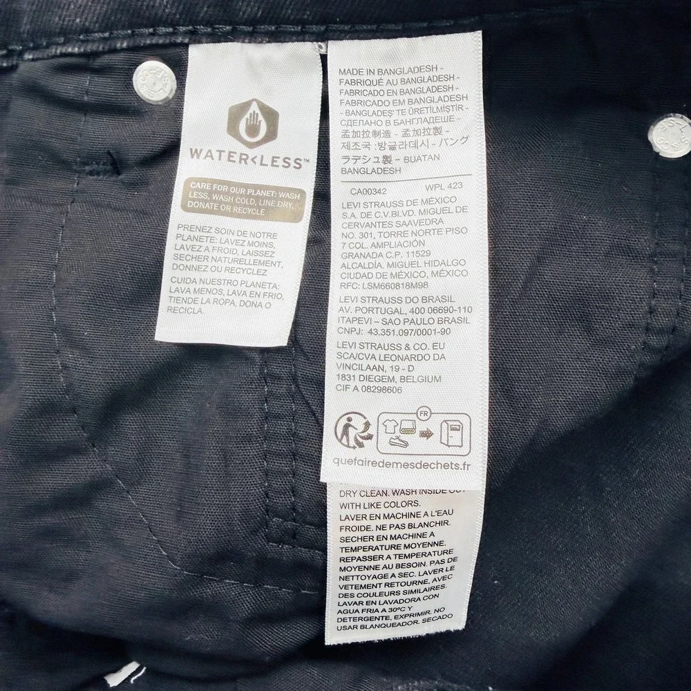Levis 511 Black Label Slim Jeans Men's Size 32x32 Black Out Cotton Blend Denim